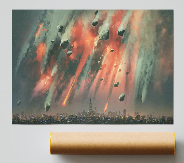 Asteroids Hitting The Earth Print