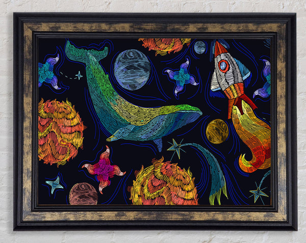 Space Whale Framed Print