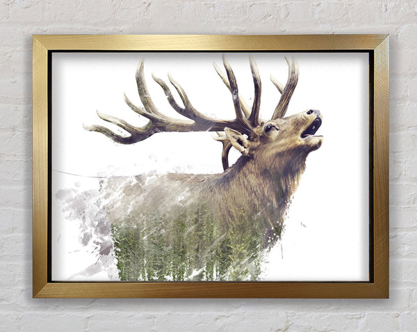 Double Exposure Stag Framed Print
