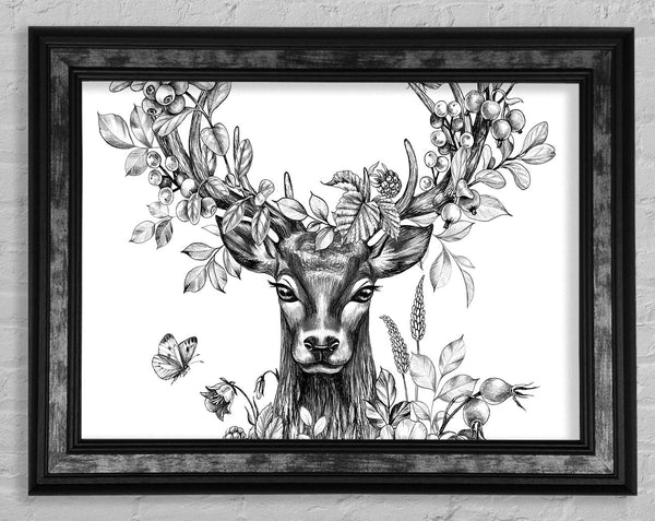 The Floral Deer Framed Print