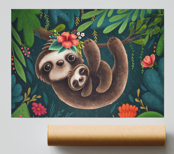 Sloth And Baby Poster