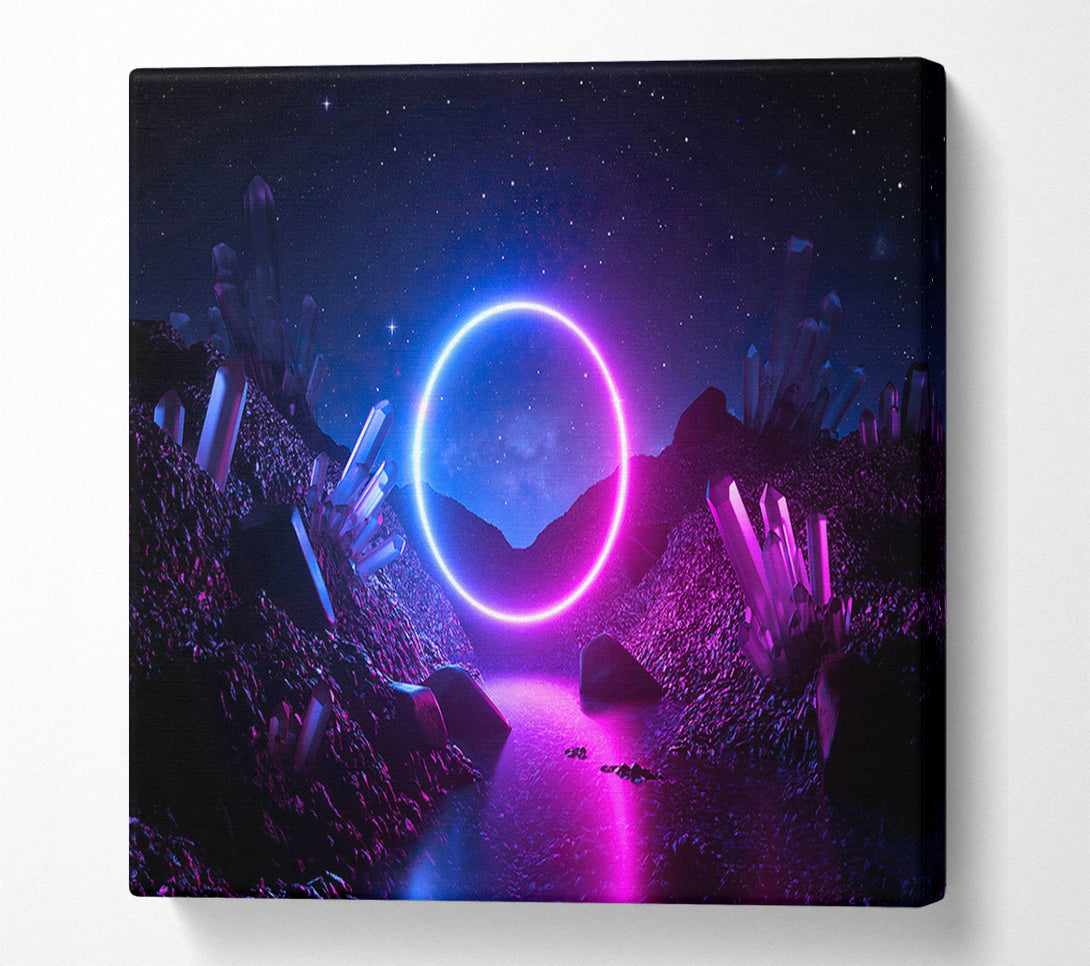  A Canvas Print of The Neon Circle Worldq Canvas Print