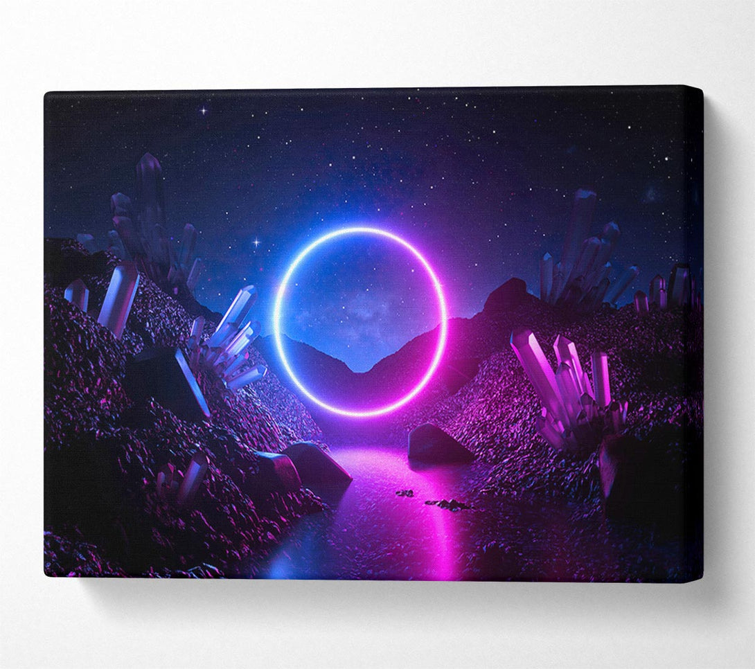  A Canvas Print of The Neon Circle Worldq Canvas Print