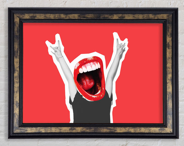 Red Lips On A Body Framed Print