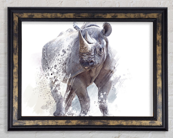 Watercolour Rhino Framed Print