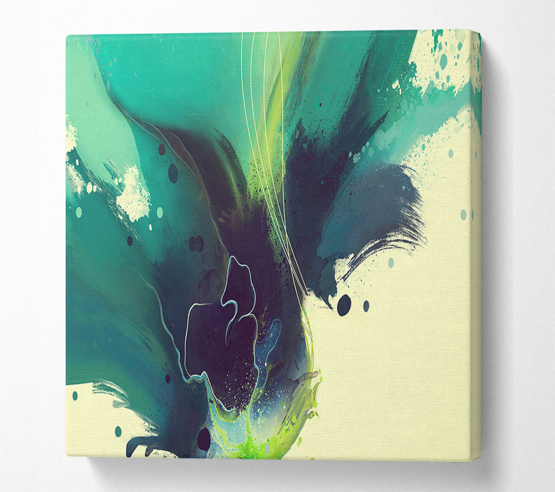  A Canvas Print of Green And Blue Brush Strokes Canvas Wall Art