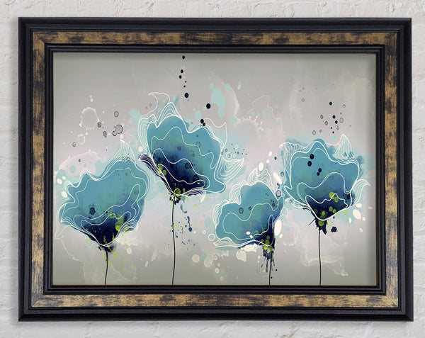 Blue Jazz Flowers Framed Print