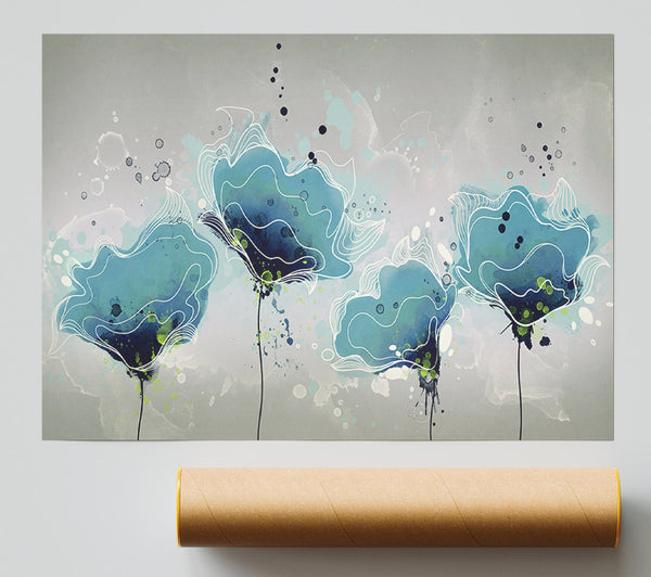 Blue Jazz Flowers Giclee Print