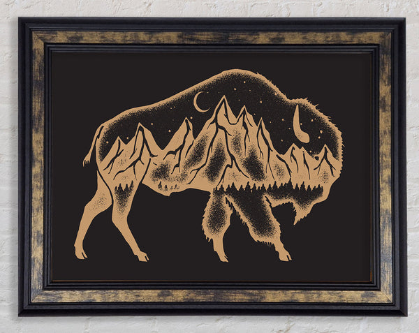 Night Bison Framed Print