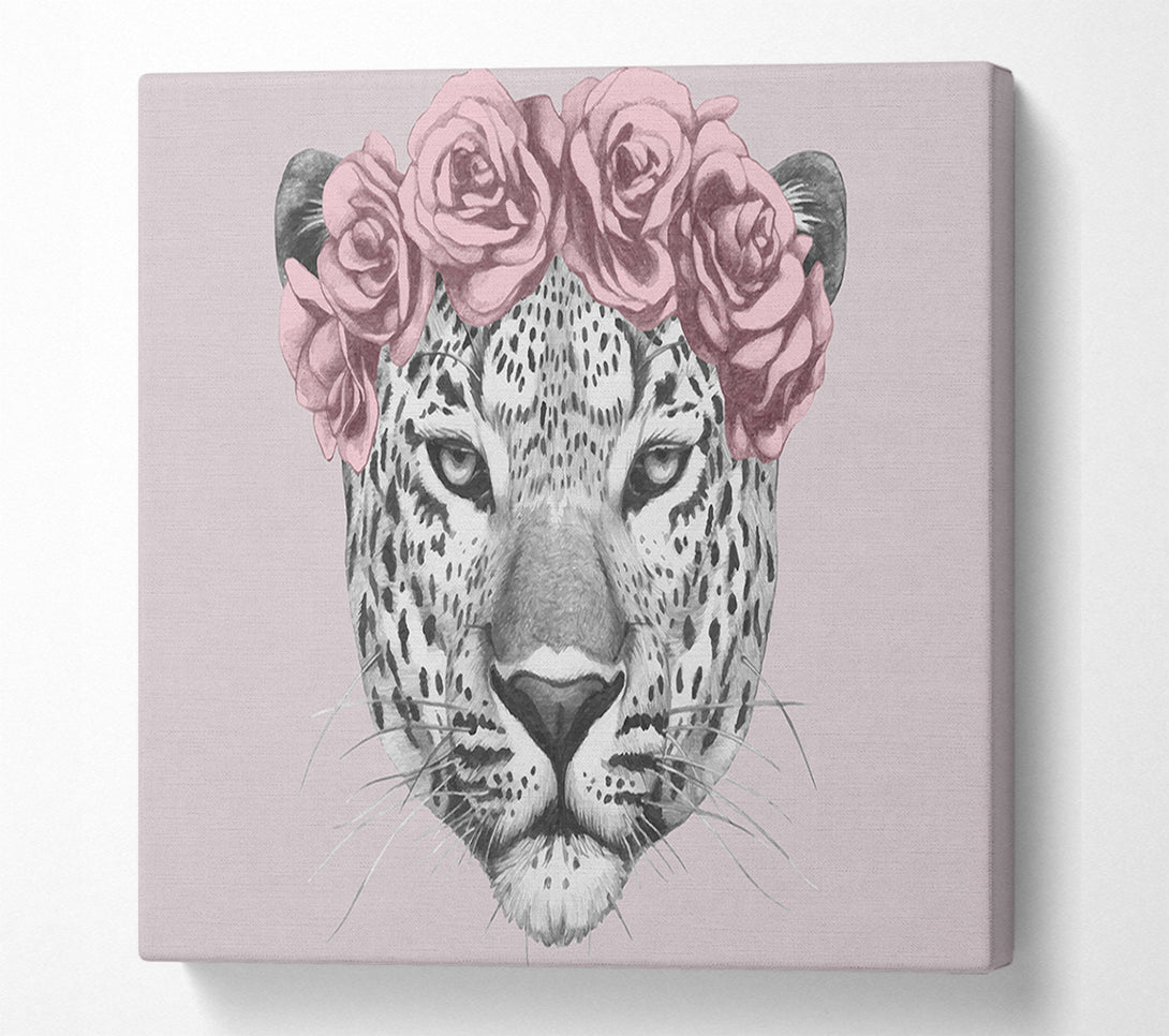  A Canvas Print of The Rose Head Leopard Canvas Print
