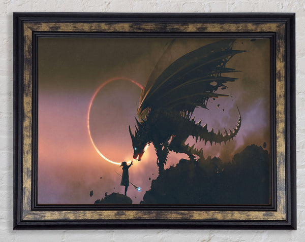 The Dragon Of The Cliff Framed Print