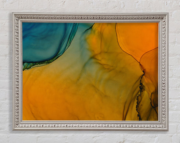 Blue And Yellow Flow Framed Print