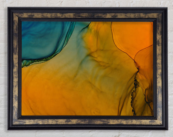 Blue And Yellow Flow Framed Print