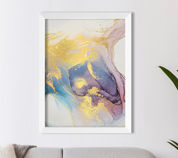 Marble With Pastels Abstract Gold Foil Print