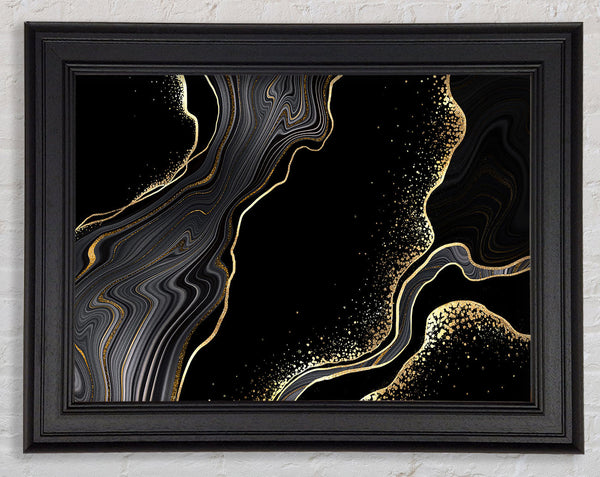Black And Gold Flakes Framed Print