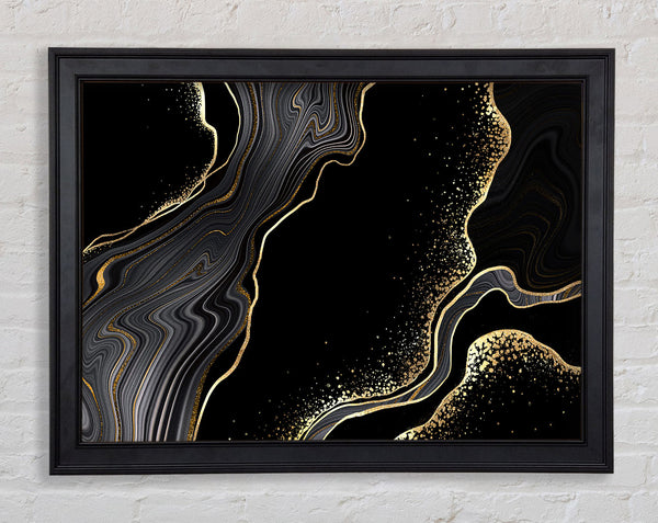Black And Gold Flakes Framed Print