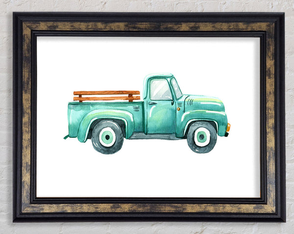 Pick Up Truck Watercolour Framed Print
