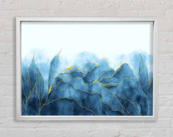 Blue Mists Of Gold Leaf Framed Print