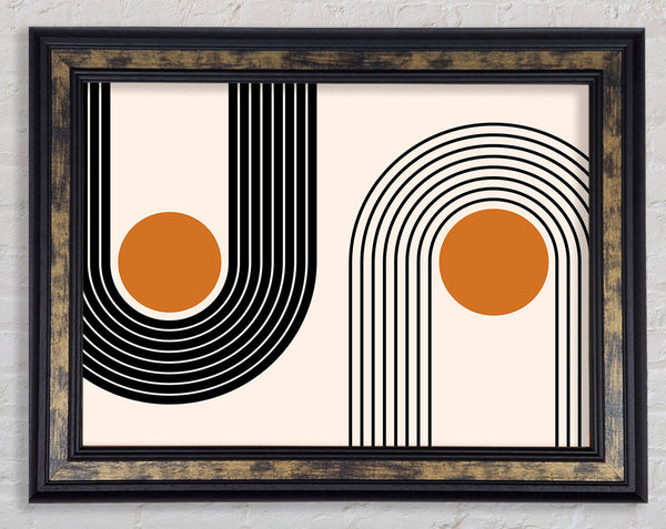 Curved Lines Round The Sun Framed Print