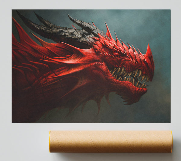 Red Nasty Dragon Poster