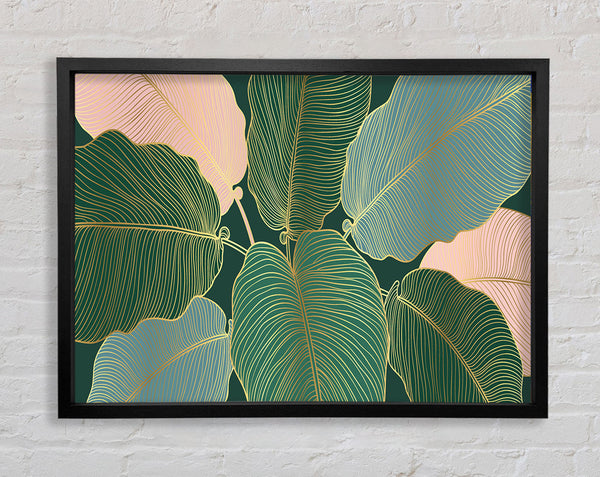 Palm Leaf Gold Lines Framed Print