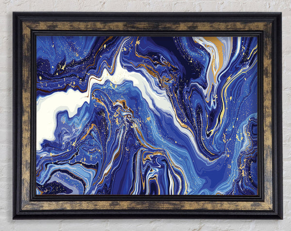 Blue And White Paint Mix Framed Print