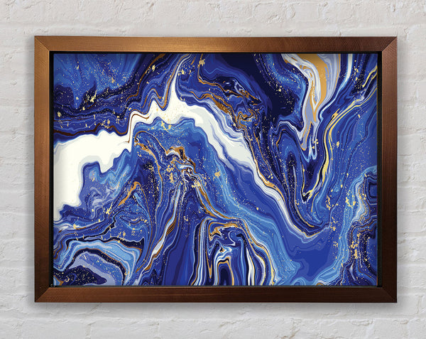 Blue And White Paint Mix Framed Print