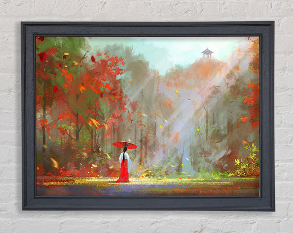 Geisha In The Woods Framed Print