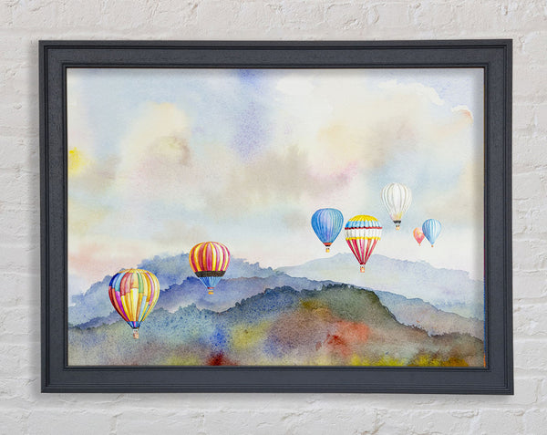 Hot Air Balloons In The Valley Framed Print