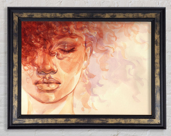Orange Portrait Of Watercolour Framed Print