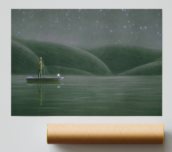 Paddling Through The River Poster