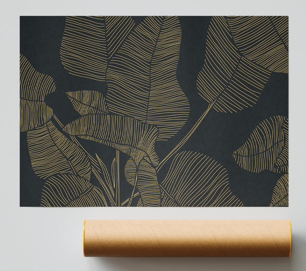 The Gold Lined Leaf Print
