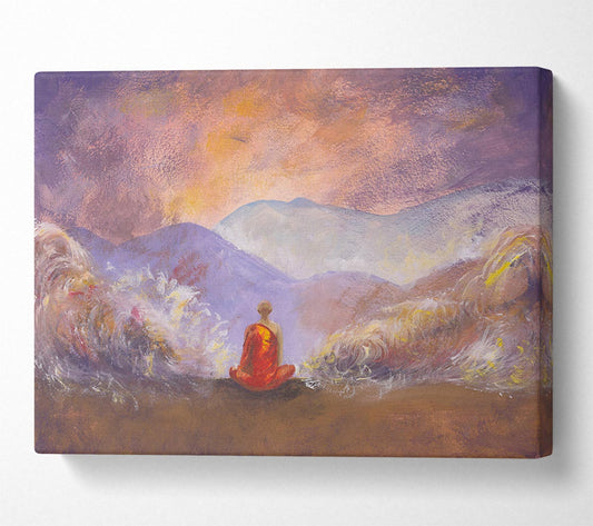 Monk On The Hilltop Canvas Wall Art