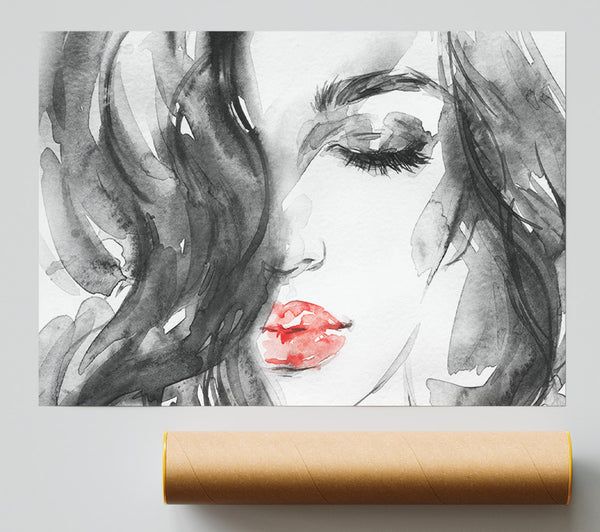 Watercolour Red Lips Print