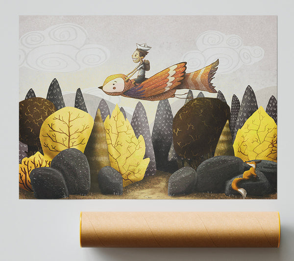 Riding Bird Through The Woodlands Giclee Print