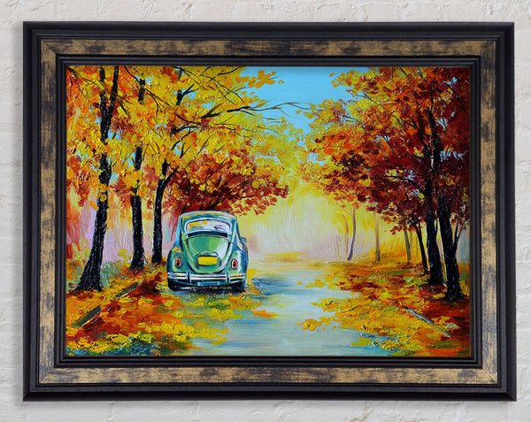 Vw Beatle In Autumn Framed Print