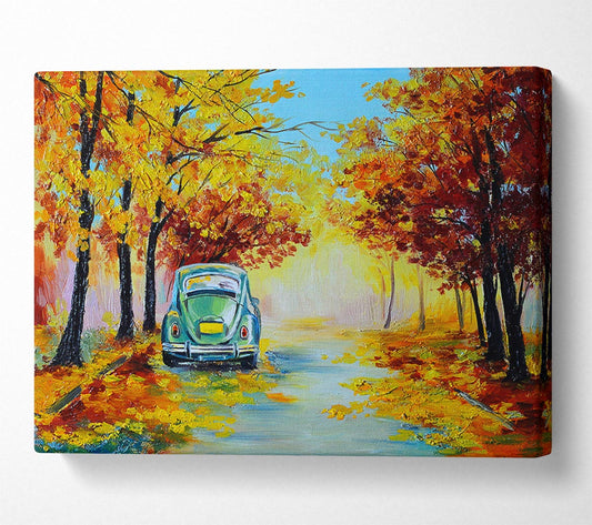Vw Beatle In Autumn Canvas Wall Art