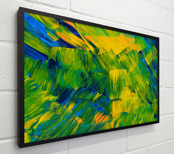 Green On Yellow Flat Brush Trokes