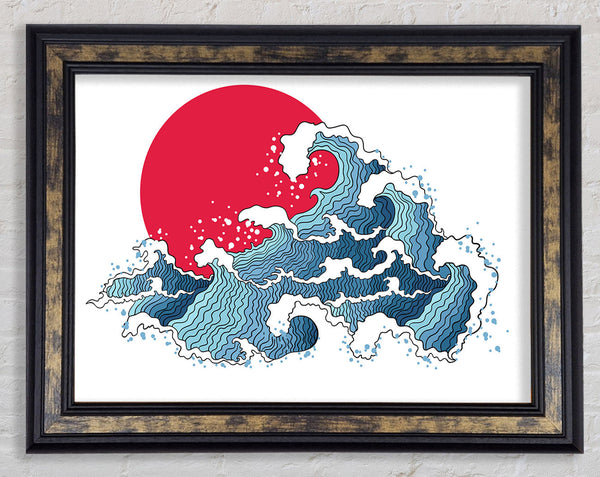 Crashing Waters Under The Sun Framed Print