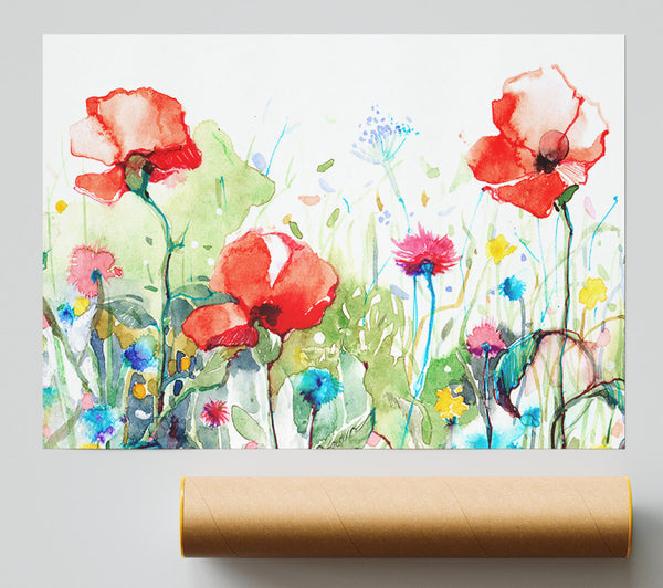 Poppies And Mixed Flowers Giclee Print