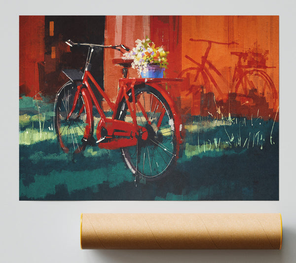 The Red Bike In Amsterdam Giclee Print