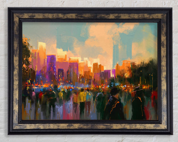 Crowds In The Streets Framed Print