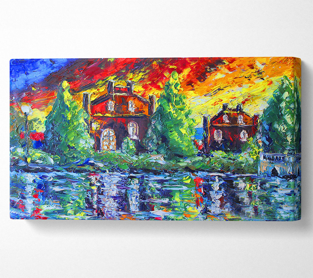  A Canvas Print of Red Sky Cottage Canvas Art
