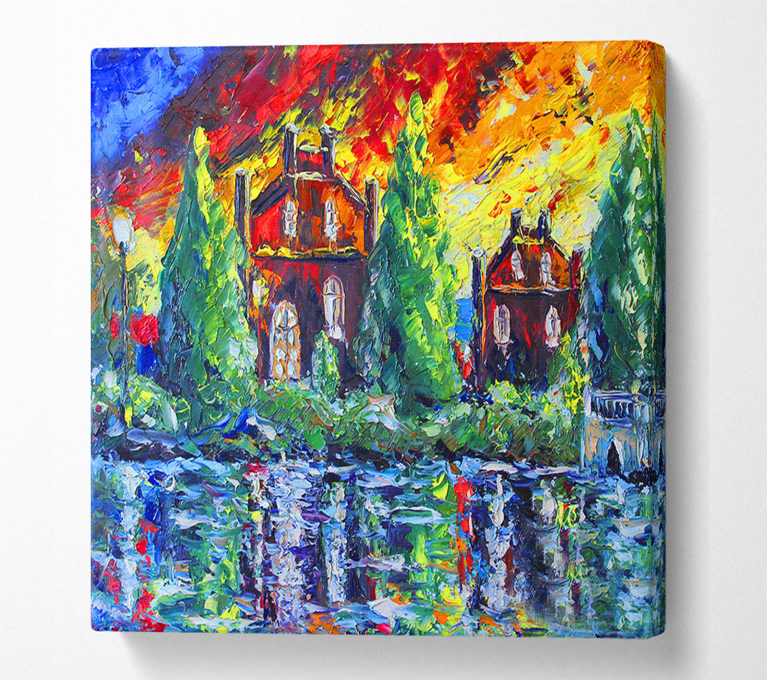  A Canvas Print of Red Sky Cottage Canvas Art