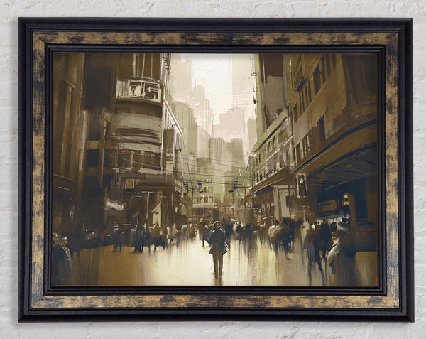 Walking Through The Sepia Town Framed Print