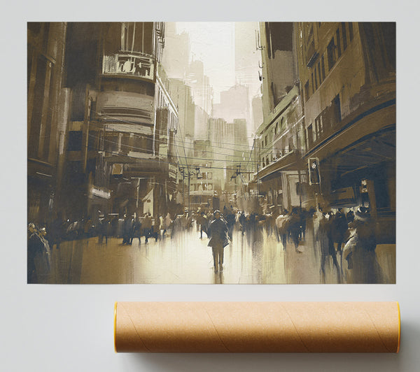 Walking Through The Sepia Town Giclee Print