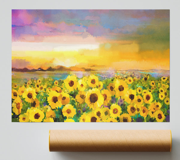 Pastel Sunflower Sunset Poster