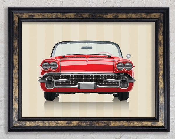 Classic American Car On Stripes Framed Print