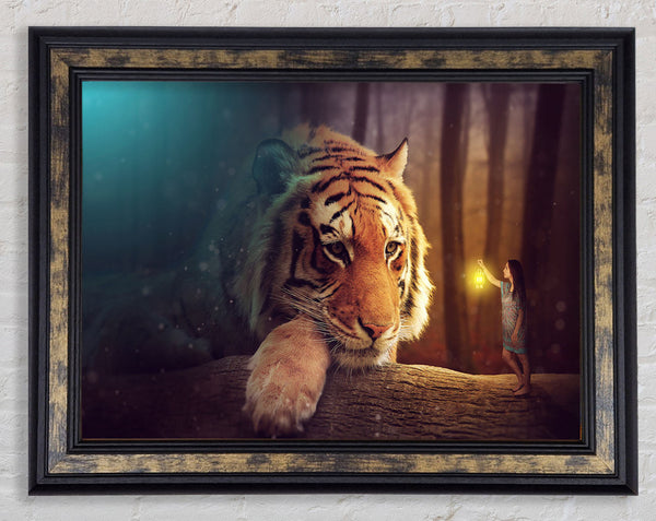 Visiting The Tiger Woman Framed Print