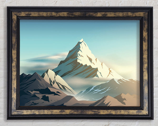 On Top A Mountain Peak Digital Framed Print